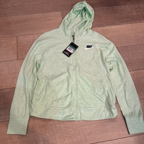 NIKE GIRLS GREEN HOODED LIGHTWEIGHT ZIP UP JACKET NEWXL - Picture 1 of 9
